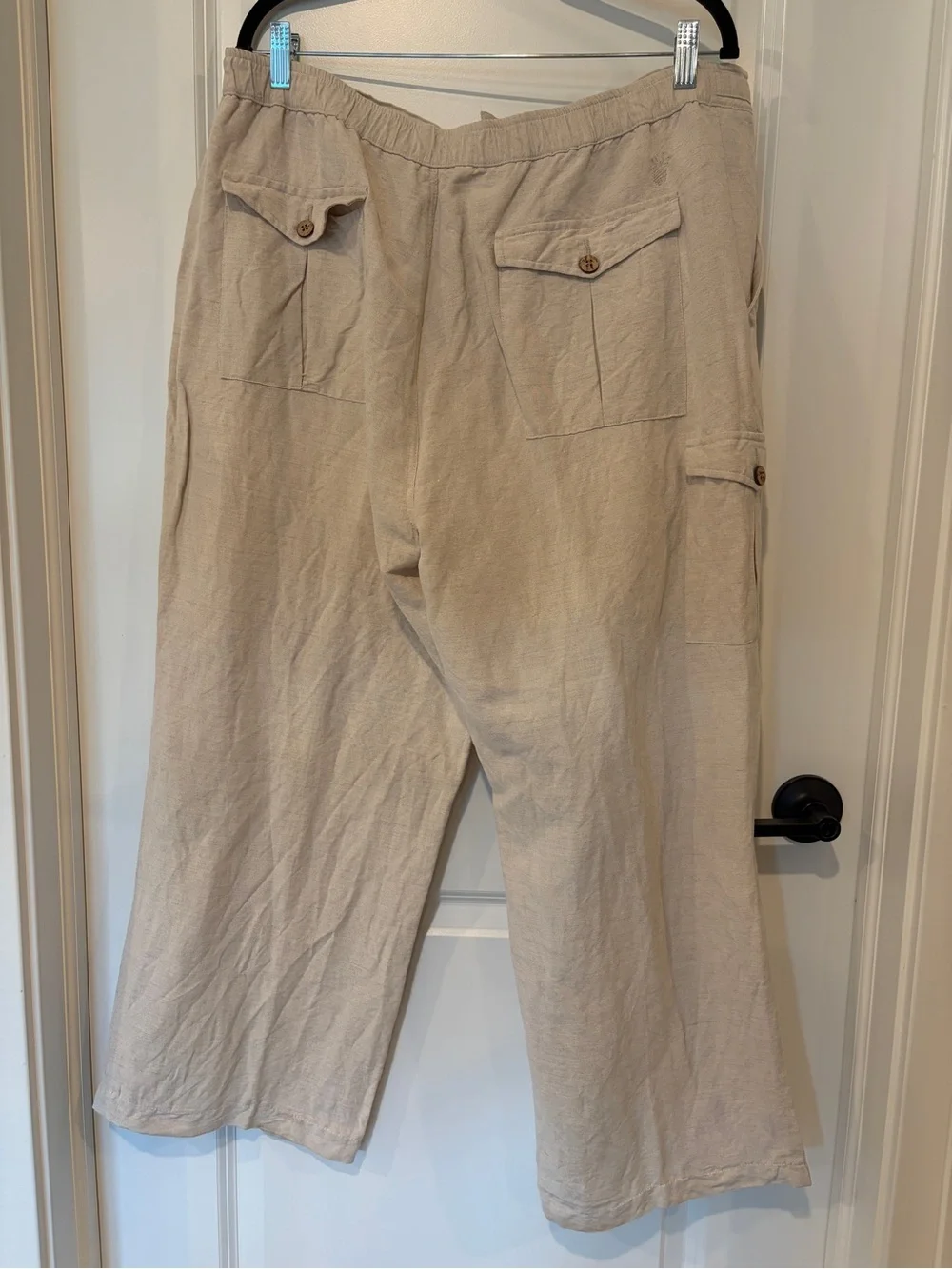 Cubavera Men's Linen Blend Drawstring Beach Pants Beige Khaki Size XL 40-42